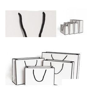 Present Wrap Kraft Paper Thicken P￥sar Vit kort F￶rpackningsp￥se Annonsering Fashion Storage Handbag Shop Party Anpassade kl￤der 1 86G Otifz