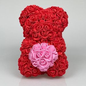 Dekorativa blommor 25 cm konstgjorda skum med hjärtblommor rose nallebjörn söta gåvor barn födelsedag valentins dag gåva år