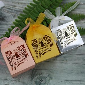 Presentförpackning 50st Eiffel Tower Laser Cut Wedding Favors and Box Candy Baby Shower Decoration Party Supplies