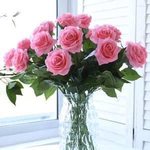 Decorative Flowers 20 Pcs/lot Roses Artificial Home Decoration White Pink Small Flower Real Touch Fake Rose For Wedding