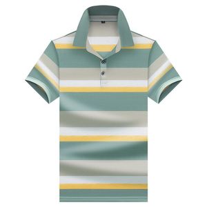 Polos masculinos Camiseta listrada de cor de cor casual de cor simples Camise