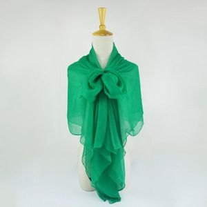 Schals Seide Crinkle Georgette Langer Schal 110 cm x 180 cm reine Damen einfarbig große Größe Chiffon grün