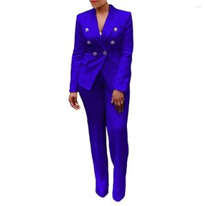 Dwuczęściowe spodnie dla kobiet proste 2pcs/set Chic Lady Slim Fit Fapel Office Blazer Suit Set Strażowe kieszenie na wakacje