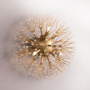 Lampade da parete Modern Globe Crystal Lamp Gold Sconce Light Fuochi d'artificio Camera da letto vintage di lusso Loft antico