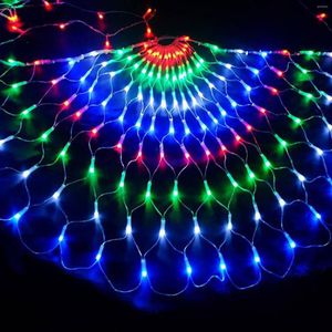 Corde 3M Rete a maglie di pavone Luci a LED Tenda per finestra Stringa Sfondo Muro Fata Luce Decorazione di nozze per feste di Natale all'aperto