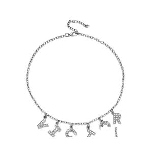 Hänge halsband mode gata bokstäver halsband för kvinnor elegant kristall kedja smycken pappa ängel droppleverans hängsmycken otdsi
