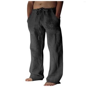 Calça masculina masculino masculino linho de algodão de tamanho grande ascents de moletom casual cor sólida mais tamanho 5xl calças de perna larga larga