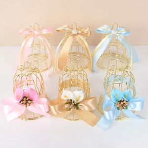 Geschenkverpackung Mini Metall Gold Vintage Retro Bird Cage Candy Boxe Hochzeit Babyparty Bevorzugung Kinder Geburtstags Souvenir für Gäste