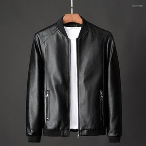 Jackets de jaqueta de jaquetas masculinas Motocicleta Motocicleta Men Biker PU Baseball Plus Tamanho Causal Vintage Black Pocket Zipper