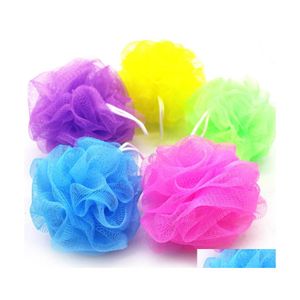 Bath Brushes Sponges Scrubbers Mti Colors 15G Shower Sponge Pouf Loofahs Nylon Mesh Brush Ball Lace Edge 1208 V2 Drop Deli Dhxyx