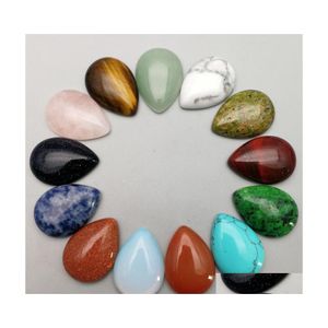 Pedras de goda d'água de pedra Cabochon Binchas Rose Quartz Turquoise Stones para Reiki Cura Ornamentos de cristal Brincos de anel de colar Jewe Dhhj8