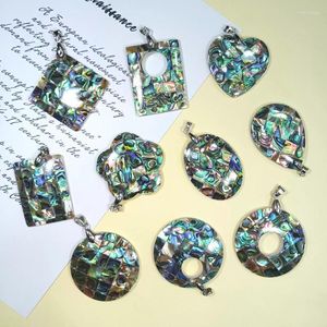 Halsketten mit Anhänger Zierlicher Zealand Abalone-Mandala-Schmuck Perlmutt-Paua-Muschel-Mosaik-Charms Minimalistischer Boho-Schmuck