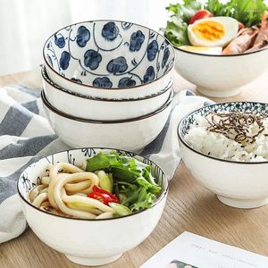 Skålar japansk stil keramisk mellanmål 10 uns sallad soppa ris skål set vintage blå och vit (blåwhite)