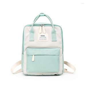 Backpack Girl Students School School School Women Canvas Saco à prova d'água selvagem Little Fresh Rink Green