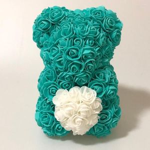 Kwiaty dekoracyjne 2023 Drop 40 cm Rose Bear Heart Sztuczny kwiat misie dla kobiet walentynkowych urodzin