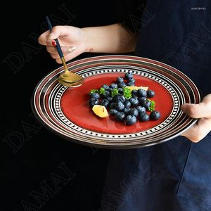 Plates Overglaze Ceramic Plate Creativity Hand Painted Western Steak Dish American Restaurant Serving Tray Home Kitchen Tableware