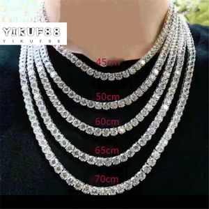 Chains YIKUF88 Hip Hop Jewelry Men Necklace Full Diamond Single Row Tennis Rap Male Hiphop For (20 45 50 60cm)