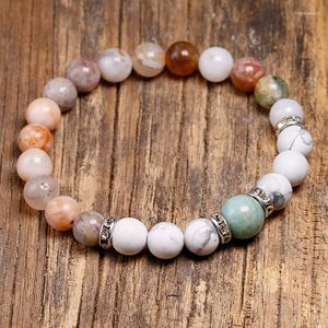 Strand Natural Bamboo Leaves With White Howlite Bracelet High Quality 10mm Amazonite Beads Bracelets For Women Jewelry Design