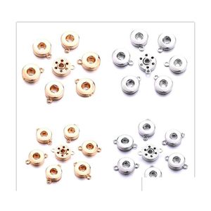 Charms Sier Gold Color 12mm Snap Button Connector Pendant Jewelry Making DIY Halsbandörhängen Armband Leverantör Partihandel Drop Deli DH6P4