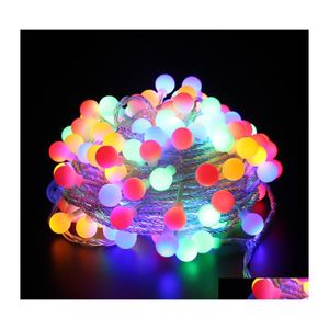 Party Decoration Coloured String Lights Led Bead Battery Lamp Strings Plastic Copper Wire Decorate Transparent Lines Lighting Chains Dh7H2