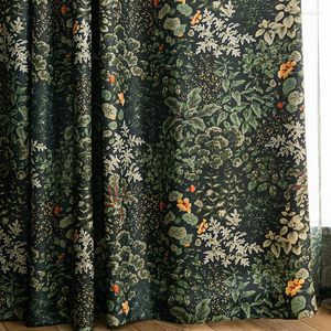 Curtain American Country Pastoral Style Green Bedroom Living Room Forest Plant Cotton And Linen Blackout Floor-to-ceiling Window