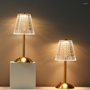 Table Lamps Nordic Light Luxury Bedside Reading Lamp Night Led Party Bar Crystal USB Charging Large Touch