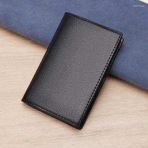 Korthållare Vintage äkta läderhållare plånbok för män lyxolja vax Ändrar penningpurs minimalistisk smal korthållare