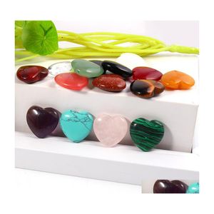 Stone Natural 20Mm Heart Turquoise Rose Quartz Love Naked Stones Hearts Decorate Ornaments Hand Handle Pieces Diy Necklace Accessori Dhcox