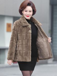 Women's Wool & Blends Middle-Aged Mink Fleece Coat Plus Cotton Thickening Autumn And Winter Woolen Padded Jacket Short Parka Abr