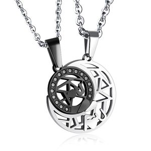 Chains Sun Moon Couple Necklace Titanium Steel Pendant Round Small Gold Black Accessories Fashion Personality Gift Jew