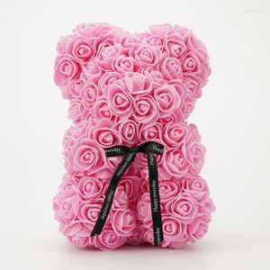 Flores decorativas Dia dos namorados Presente 25 cm Rosa vermelha Teddy urso sabonete Flow