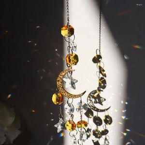 Trädgårdsdekorationer Suncatchers Hängande hänge Delikat Dekorativ faux kristallraktiv stjärna Moon Windchime Sun Catchers för vardagsrum