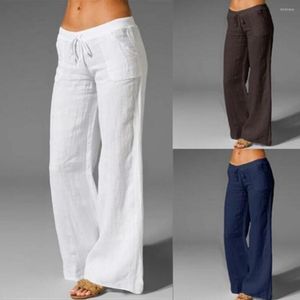 Women's Pants Casual Loose High Waist Women Cotton Fashion Wide Leg Solid And Linen Trouser Joggers Capris Good Fabric