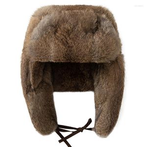 Berety fur cap men zima oryginalny kapelusz bombowy wiatroodporne ciepłe uszu męskie płaskie szary/czarny rosyjski kasquette