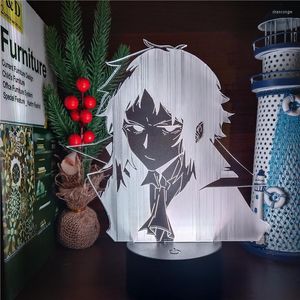 Night Lights Anime Manga Ryunosuke Akutagawa Bungo Stray Dogs 3D LED LAMPARA Decor Decor Bedroom Light Xmas Prezent Kolny iluminator