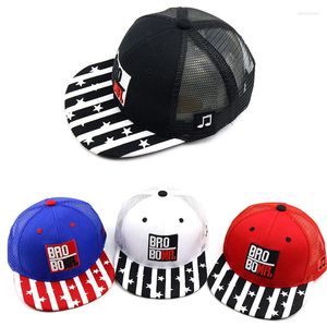 Ball Caps Mesh Hiphop Vintage Cap Kids Çizgili Beş Noktalı Yıldız Güneş Koruma Dome Geniş Brim Harfler Düz Bahar Beyzbol Kore Şapkası