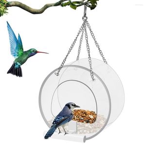 Altre Forniture per Uccelli Mangiatoia per Animali Selvatici con Finestra Rotonda Rimovibile con Ventose Catene Fori di Scarico per Decorazione Esterna del Giardino