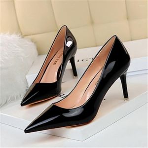 Dress Shoes 2023 Woman Pumps Patent Leather High Heels Women Basic Pump Wedding Female Stiletto Heel Plus Size 43 For Lady