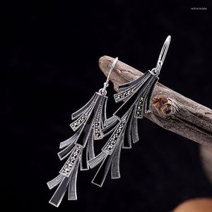 Dingle örhängen etnisk stil handgjorda 925 ren sterling silver färg delikat tofs kvinnors naturliga granatäpple röda droppe