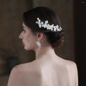 Headpieces O597 Exquisite Wedding Bridal Hair Comb Handmade Ceramic Pearls Flower Brides Bridesmaid Headpiece Set Women Marriage Hairwear