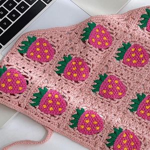 Scarves Women Strawberry Pattern Hairband Crochet Triangle Bandanas Headband Elastic Hair Bands Turban Autumn Accessories