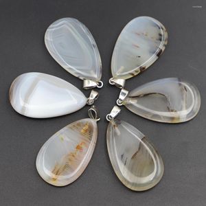 Colares pendentes vendedor calcedonia de pedra natural AGATES Pingentes de colar de jóias de forma de gota, produzindo boa qualidade 8pcs por atacado