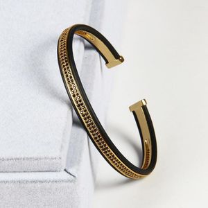 Bangle ailatu hurtowa 10pcs/działka wysokiej jakości biżuteria otwarta mankiet mężczyźni podwójne surowe czarne ku koraliki bransoletki świąteczne prezent