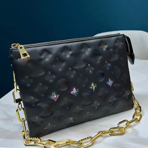 Schulter Farbe Buchstaben Handtaschen Frauen Umhängetasche Klassische Coussin Kleine Klappe Handtasche Geldbörse Echtes Leder Multi Pochette Geprägte Geldbörsen Abnehmbarer Kettengürtel