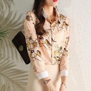 Frauenblusen elegante Blumendruckdamen Hemden Frankreich Stil Frauen Frühling Sommer Langarm Tops weibliche Mujer Blusas