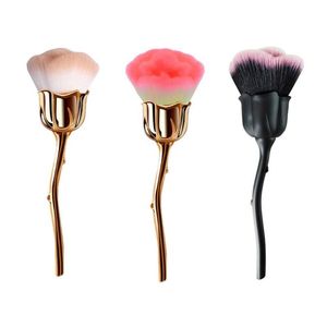 Makeup Brushes Multifunction Rose Flower Nail Art Blush Comestic Tools Beauty Hair Brush Loose Powder Soft G7U5