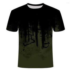 Herr t-skjortor t-shirt vår/sommar 2023 lös kortärmad och kvinnors 3D-tryck blommig torn rund nacke tunn topp