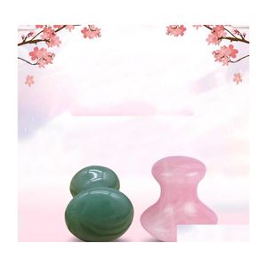中国スタイル製品Mas Stones Rocks Natural Rose Quartz Green Aventurine Mushroom Shape Gua Sha Guasha Scra Tool Board for Relax Dhofu
