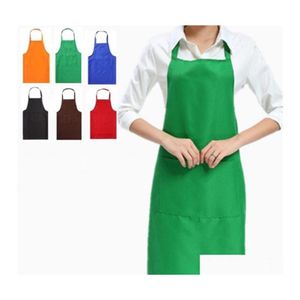 Aprons Solid Color Apron For Kitchen Clean Accessory Household Adt Cooking Baking Diy Printing Practical Tools Polyester Fiber 4 5Jf Otche