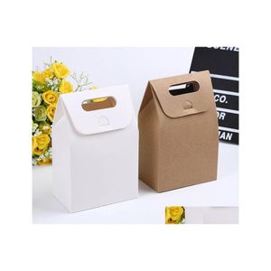 Scatole da imballaggio 10X6X16Cm Scatola regalo Kraft Borsa artigianale con manico Sapone Caramelle Panetteria Biscotti Biscotti Carta da imballaggio Sn1503 Consegna a goccia Dhyqf